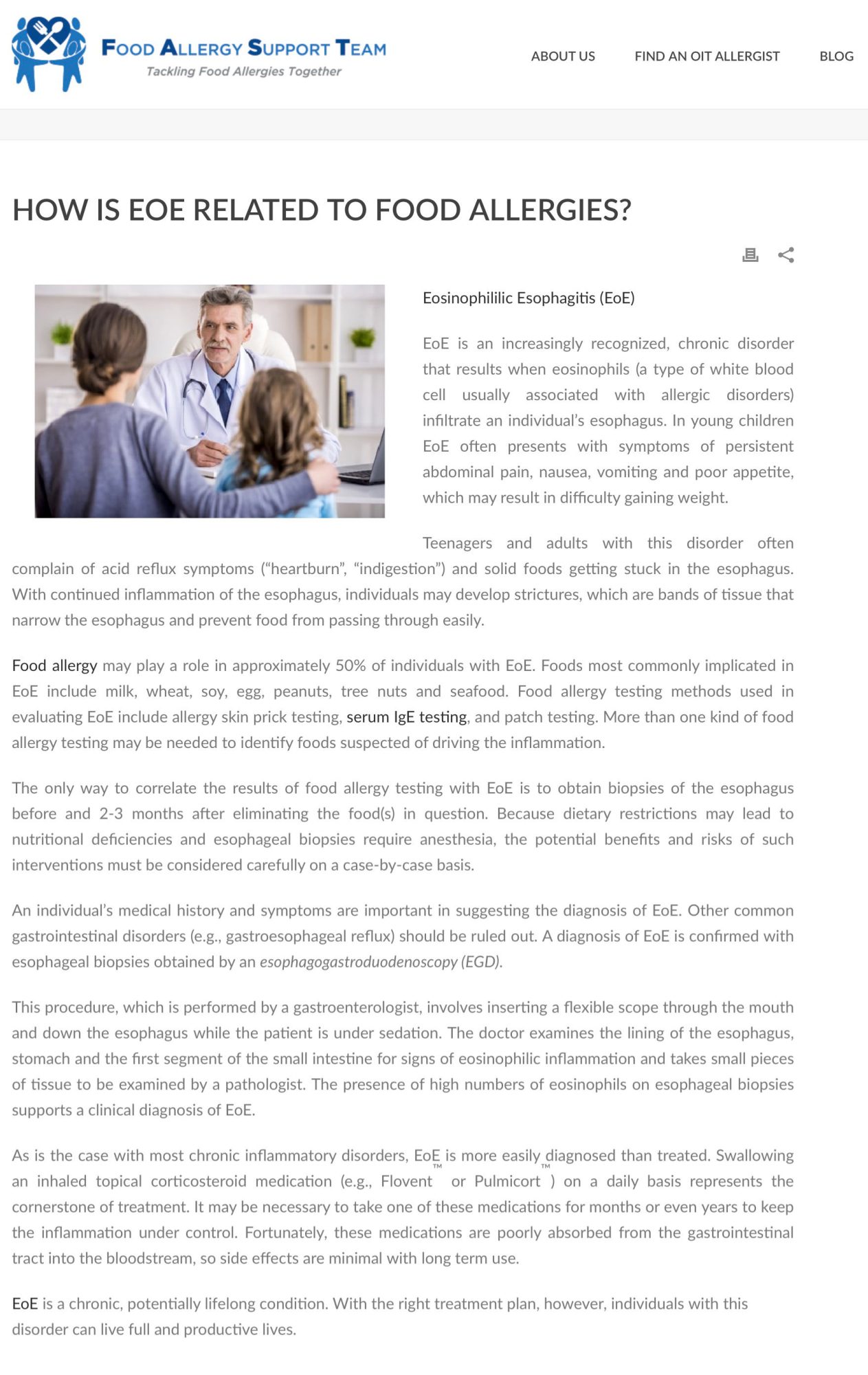 Food Allergy Support Team - How is EOE related to food allergies by Jane R Shelton
